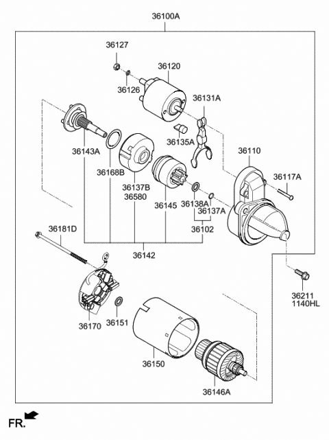 Механізм вільного ходу, стартер 361452E120 HY KI