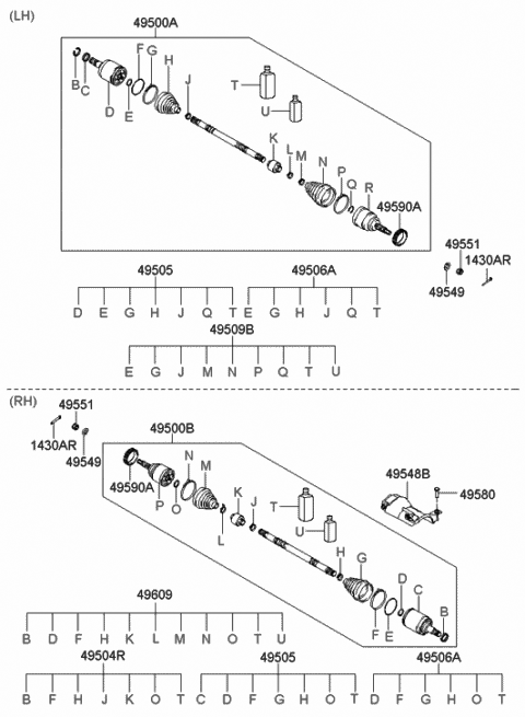 Комплект шарнірів, приводний вал 495003K060 HY KI