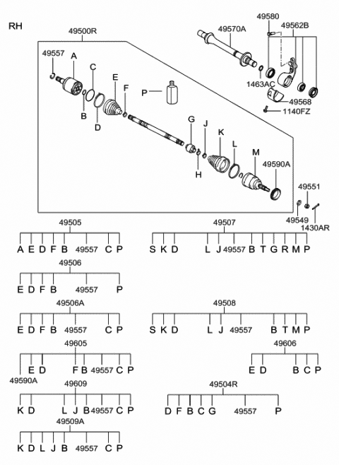Шарнір рівних кутових швидкостей зовнішній правий з... 495082EJ50 HY KI