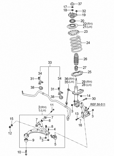 Комплект пилозахисних ковпаків, амортизатор 546264D000 HY KI