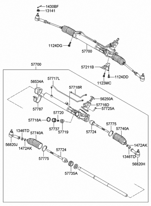Зубчаста рейка, рульовий механізм 577002M001 HY KI