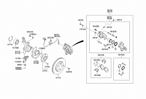 Поршень гальмівного супорта переднього 581121H000 HY KI