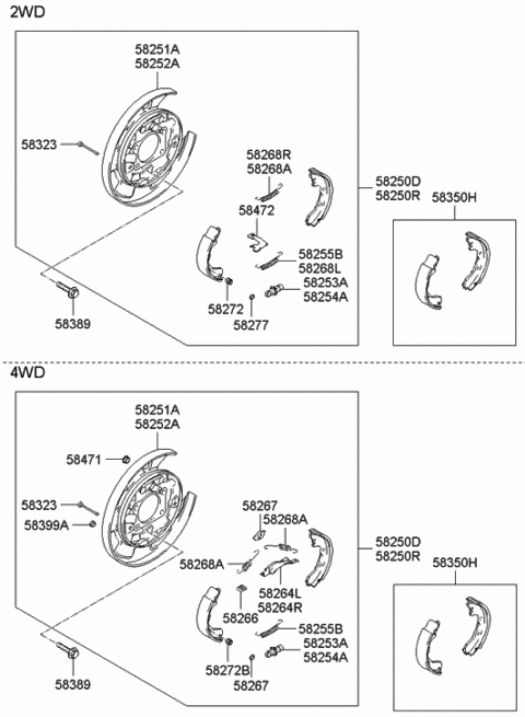 Комплект приладдя, колодка стоянкового гальма 582683A000 HY KI