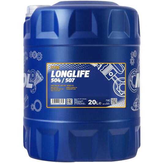 Моторна олива mannol longlife 504/507, 5w-30, 20л MN771520 MANNOL