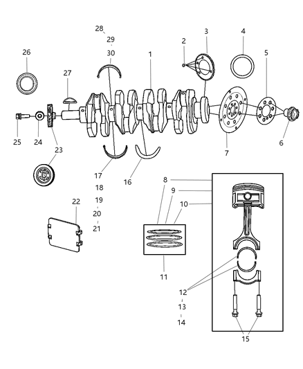 Вкладыш коренной нижний blue1052a542 4884921AA CHRYSLER