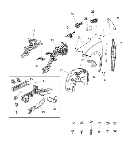 Клипса крепёжная 6508712AA CHRYSLER MOPAR