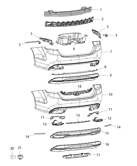 Кронштейн заднього бампера лівий 68103183AD CHRYSLER