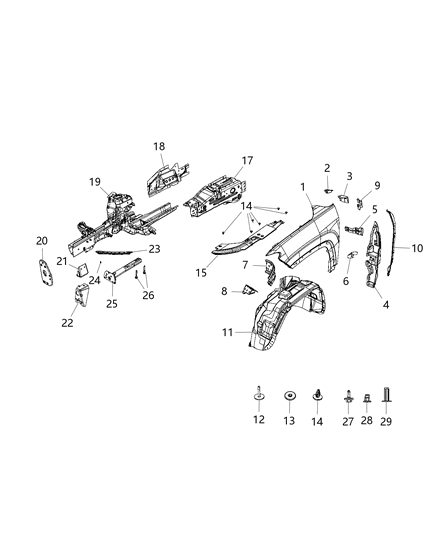 Кронштейн крила лівий 68244919AA CHRYSLER