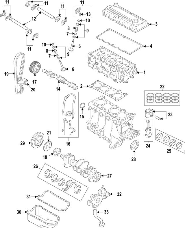 Комплект підшипників колінчатого вала B6Y111SG0 MAZDA
