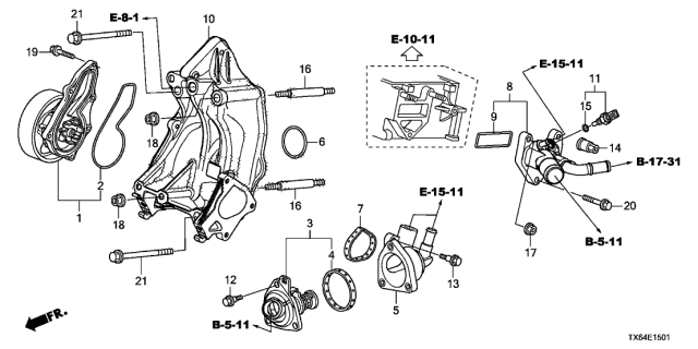 Насос охолоджувальної рідини, охолодження двигуна 19200RX0A01 HONDA