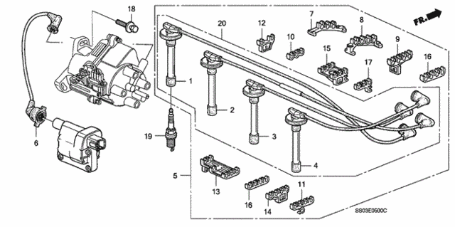 Комплект проводів високої напруги 32700P14A00 HONDA