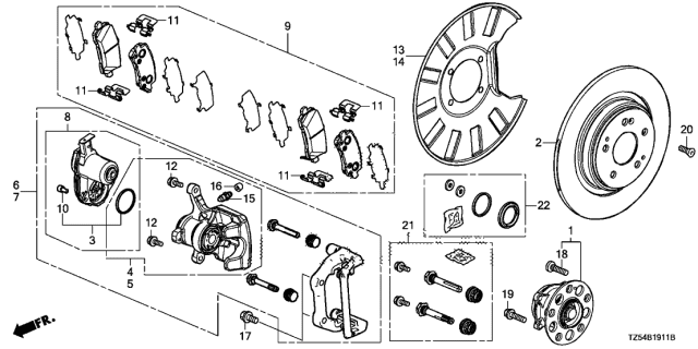 Комплект гальмівних накладок, дискове гальмо 43022TZ5A10 HONDA
