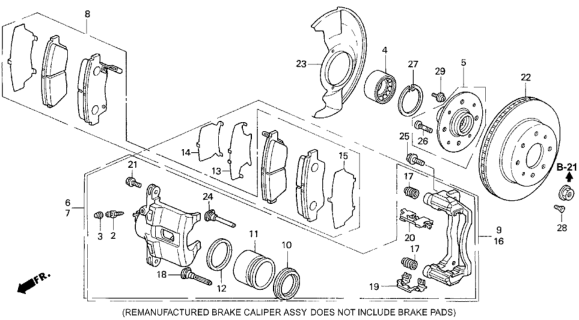 Ремонтний комплект, гальмівний супорт 45210SR3V03 HONDA