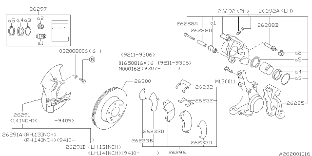 Ремонтний комплект, гальмівний супорт 26297FA001 SUBARU