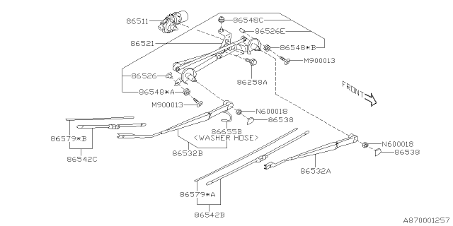 Щітка склоочисника заднього скла 86542SJ060 SUBARU