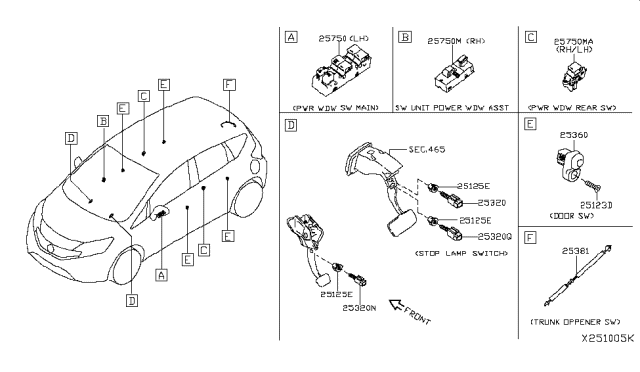 Перемикач стоп-сигналу 253204M50A NISSAN
