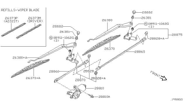 Щітка склоочисника 288903W405 NISSAN