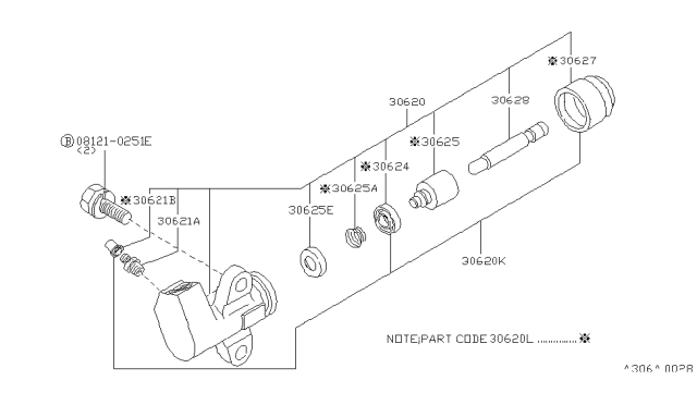 Виконавчий циліндр приводу, зчеплення 30620V5010 NISSAN