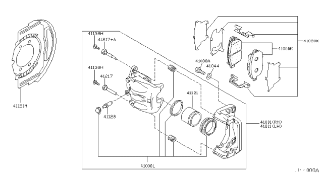 Комплект гальмівних накладок, дискове гальмо 41060CG091 NISSAN