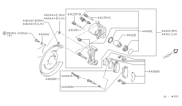 Комплект гальмівних накладок, дискове гальмо 440600P691 NISSAN