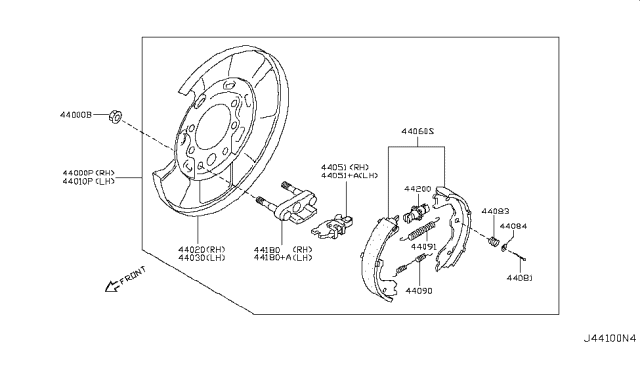 Колодки барабанного тормоза 440608J00K NISSAN