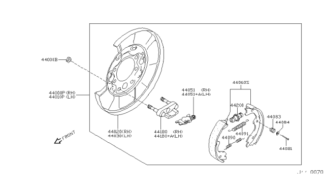 Комплект приладдя, колодка стоянкового гальма 440908J010 NISSAN