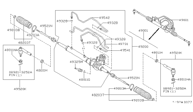 Наконечник, поперечна кермова тяга 485200B025 NISSAN