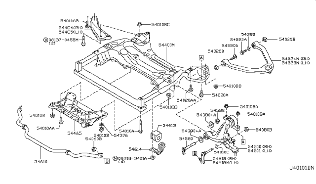 Рычаг передний нижний 54500JL04B NISSAN