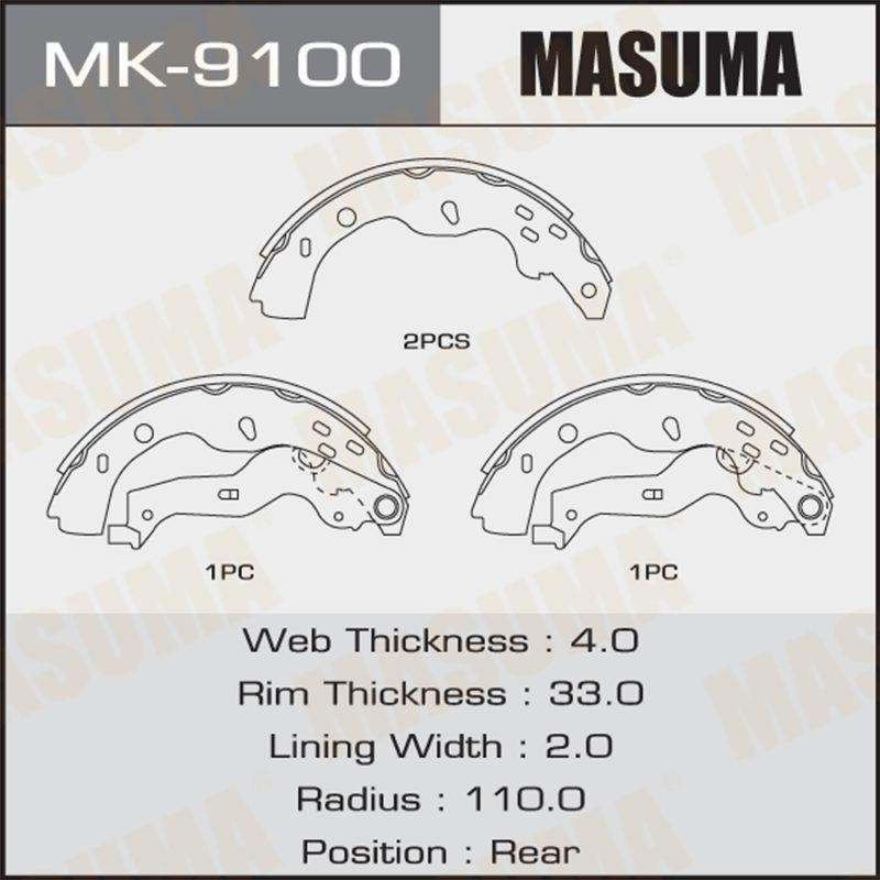 Колодки  барабанные masuma  sx4/rw415416419 MK9100 MASUMA