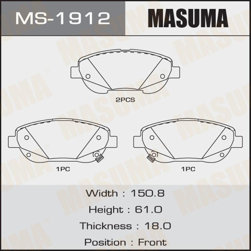 Гальмівні колодки передня an-8196wk np1158 p83148  masuma MS1912 MASUMA