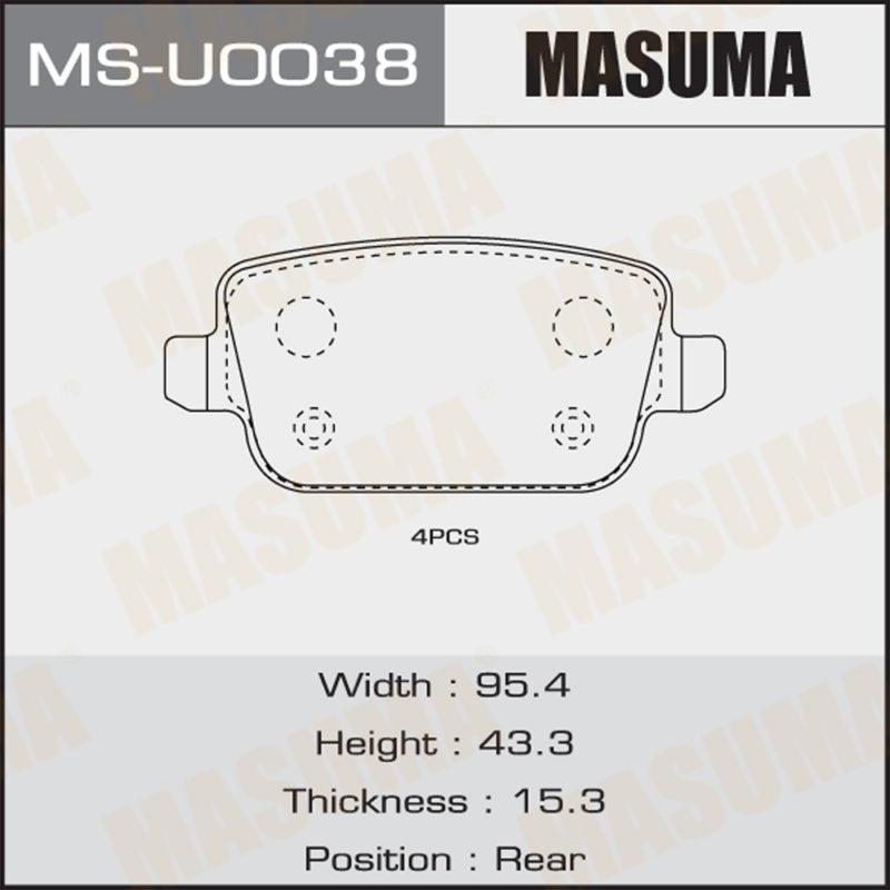 Гальмівні колодки задній an-4458k p24075  masuma MSU0038 MASUMA