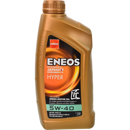 Олива моторна 5w-40 eneos hyper api sn acea c3 gm dexos 2   1л синт. EU0031401N ENEOS