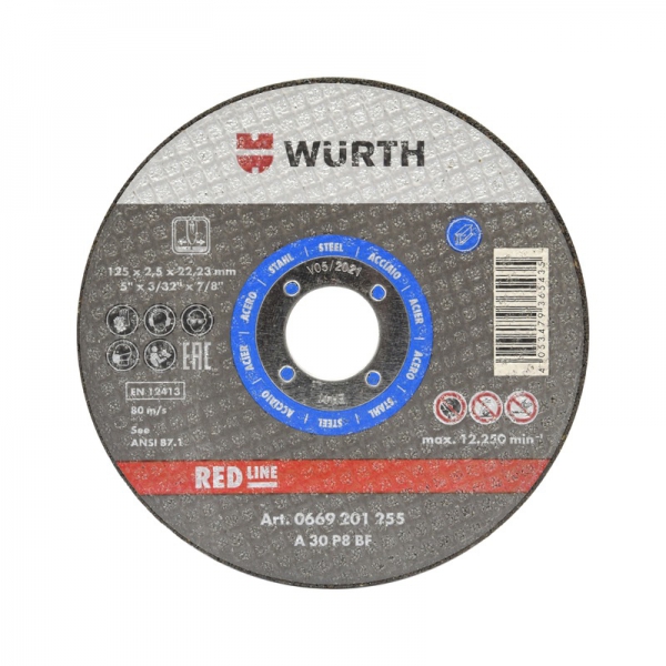 Круг відрізний wurth blue-st-sr-th16-br2223-d125mm red line 0669201251 0669201251 WURTH