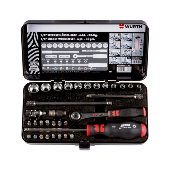 Набір торцевих ключів zebra 1/4 32tlg 09651132 WURTH