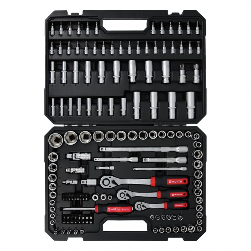 Набір інструментів з тріскачками 1/4+3/8+1/2in 154 шт. в кейсі... 5763100154 WURTH