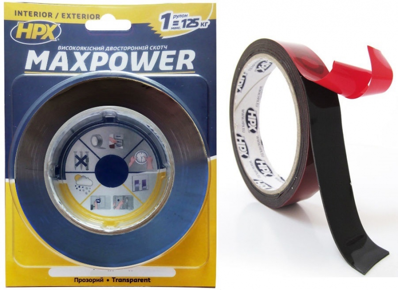 Стрічка двохстороння maxpower 6мм х 5м чорна блістер OT0605 HPX