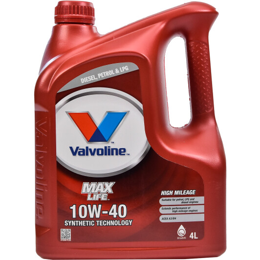 Моторна олива valvoline maxlife, 10w-40, 4л 872296 VALVOLINE