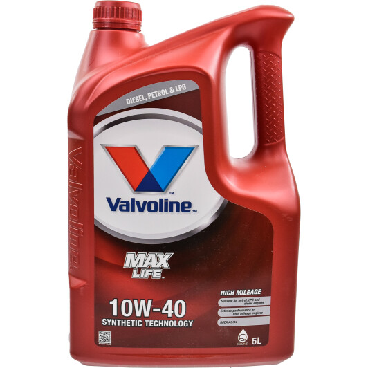Моторна олива valvoline maxlife, 10w-40, 5л 872297 VALVOLINE