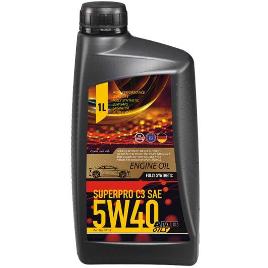 Олива моторна 5w-40 amb superpro c3 api sn/cf acea c3 dexos 2    1л синт. 3311 AMB