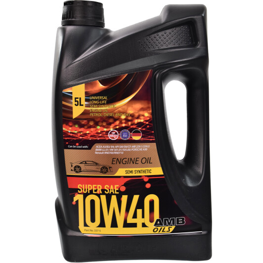 Масло двс 10w-40 amb super api sm/cf acea a3/b4 bmw ll 01 5л п/синт. 3375 AMB