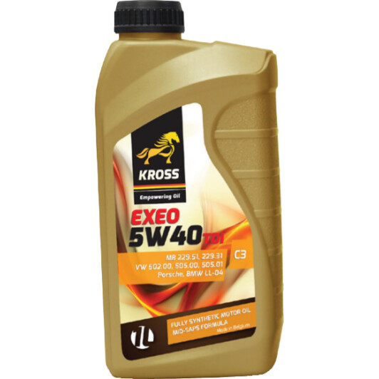 Олива двигуна 1l kross exeo 5w40 tdi api sn/cf acea a3/b4-04/c3-08 ford wss-m2c 917-a... 25578 KROSS
