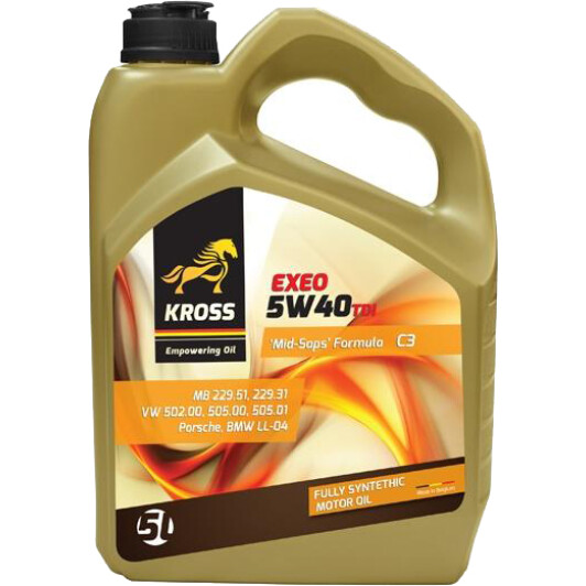 Олива двигуна 5l kross exeo 5w40 tdi api sn/cf acea a3/b4-04/c3-08 ford wss-m2c 917-a... 25580 KROSS