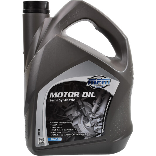 Моторна олива mpm semi synthetic / 10w40 / 5л. / acea a3/b4 api sl/cf 04005 MPM