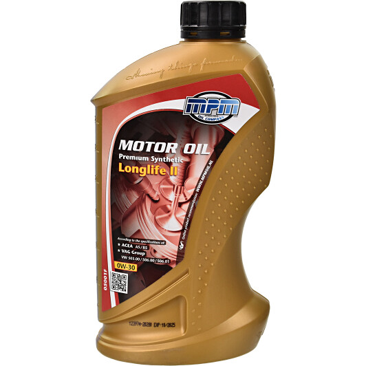 Моторна олива mpm premium synthetic longlife ii / 0w30 / 1л. / acea a5/b5 vw... 05001F MPM
