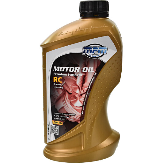 Моторна олива mpm premium synthetic rc / 0w20 / 1л. / api sn ilsac gf-5 05001JP MPM