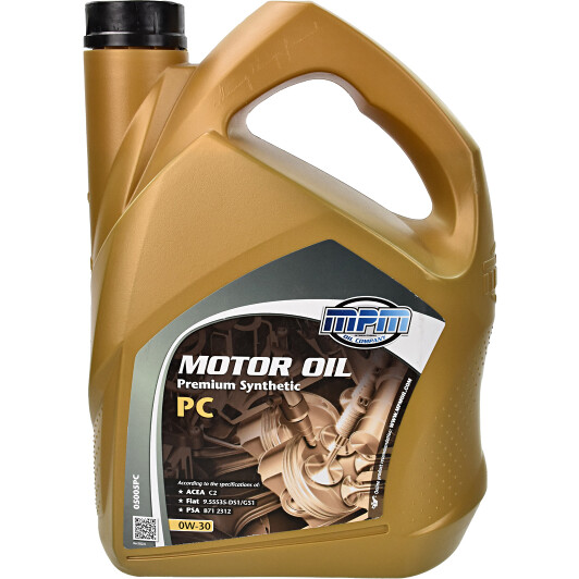 Моторна олива mpm premium synthetic pc / 0w30 / 5л. / acea c2 psa b71 2312 05005PC MPM