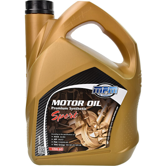 Моторна олива mpm premium syntheticsport / 10w60 / 5л. / acea a3/b4 api sn/cf 05005R MPM