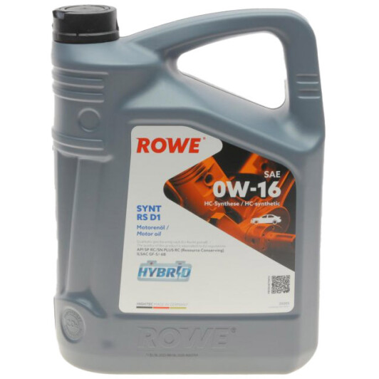 Synt rs d1 sae 0w-16 5л 20005005099 ROWE