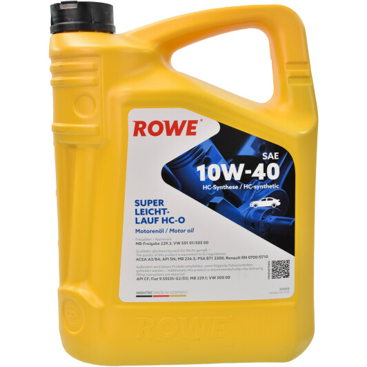 Олива моторна hightec super leichtlauf hc-o sae 10w-40 5 l 20058005099 ROWE