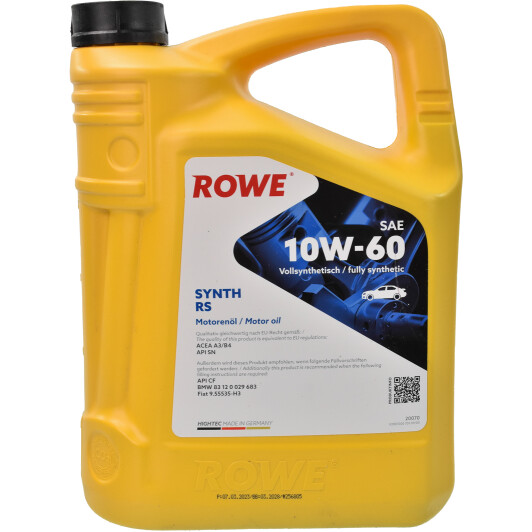 Synth rs sae 10w-60 5л 20070005099 ROWE